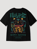 Cargar imagen en el visor de la galería, Camiseta Japonesa Gato 'Maneki-Neko'