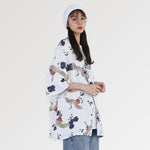 Cargar imagen en el visor de la galería, Chaqueta Kimono Blanca Estampado Grullas 'Oya Gacha'