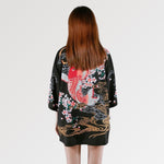 Cargar imagen en el visor de la galería, Chaqueta Kimono Mujer Carpa Roja 'Jinryu'