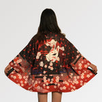 Cargar imagen en el visor de la galería, Chaqueta Kimono Mujer Estampado Kitsune 'Goto'