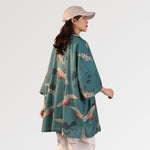 Cargar imagen en el visor de la galería, Chaqueta Kimono Mujer Verde Turquesa 'Ussei Wa'
