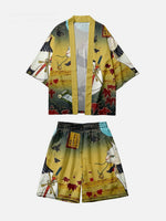 Cargar imagen en el visor de la galería, Conjunto Kimono Corto 'Gato Samurái'