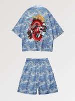 Cargar imagen en el visor de la galería, Conjunto Kimono Short 'Blue Dragon'