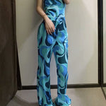 Cargar imagen en el visor de la galería, Pantalón Azul de Pierna Ancha Mujer 'Shizuoka'