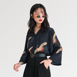 Cargar imagen en el visor de la galería, Blusa Mujer Estampado Grullas Japonesas 'Etajima'
