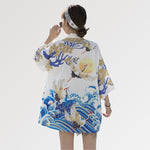 Cargar imagen en el visor de la galería, Chaqueta Kimono Estampado Luz de Luna 'Satsunan'
