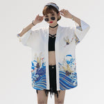 Cargar imagen en el visor de la galería, Chaqueta Kimono Estampado Luz de Luna 'Satsunan'
