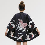 Cargar imagen en el visor de la galería, Chaqueta Kimono Mujer Estampado de Grullas 'Kamen Rider'
