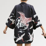 Cargar imagen en el visor de la galería, Chaqueta Kimono Mujer Estampado de Grullas 'Kamen Rider'
