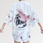 Cargar imagen en el visor de la galería, Chaqueta Kimono Mujer Estampado de Grullas 'Kamen Rider'
