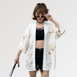 Cargar imagen en el visor de la galería, Chaqueta Kimono Mujer Estampado Grullas 'Banpresto'
