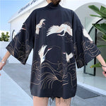 Cargar imagen en el visor de la galería, Chaqueta Kimono Mujer Estampado Grullas 'Banpresto'
