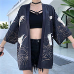 Cargar imagen en el visor de la galería, Chaqueta Kimono Mujer Estampado Grullas 'Banpresto'
