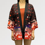 Cargar imagen en el visor de la galería, Chaqueta Kimono Mujer Estampado Kitsune 'Goto'
