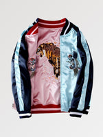 Cargar imagen en el visor de la galería, Chaqueta Sukajan Reversible Azul y Rosa 'Kawagoe'
