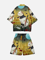 Cargar imagen en el visor de la galería, Conjunto Kimono Corto 'Gato Samurái'
