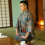 Cargar imagen en el visor de la galería, Kimono Japonés para Hombre de Seda 'Haruna'
