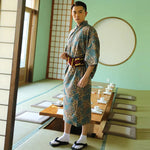 Cargar imagen en el visor de la galería, Kimono Japonés para Hombre de Seda 'Haruna'
