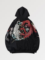 Cargar imagen en el visor de la galería, Sudadera con Capucha Japonesa Tigre Blanco Bordado 'Kendo'
