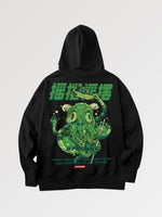 Cargar imagen en el visor de la galería, Sudadera con Capucha Pulpo Verde con Escritura Japonesa 'Furiku'
